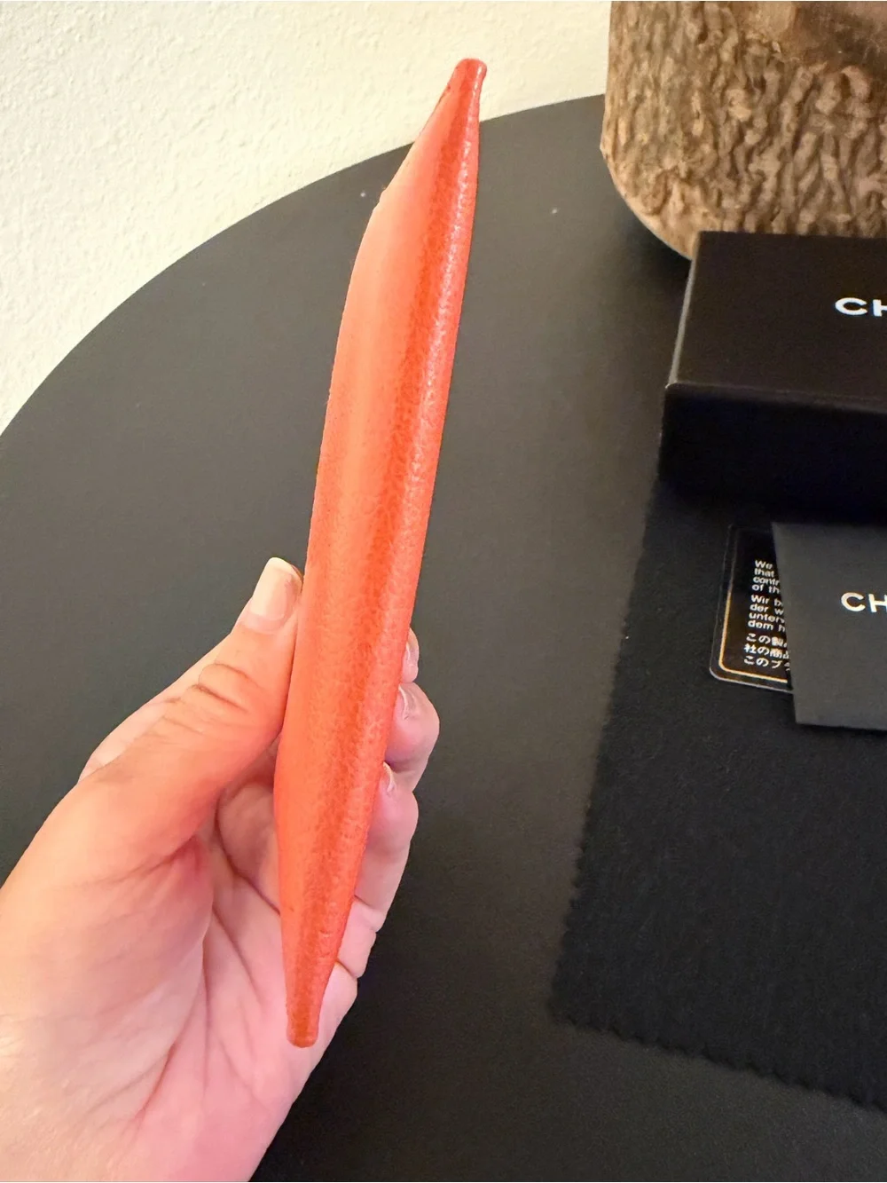 Chanel Goatskin Embossed Camellia Card Holder in Coral